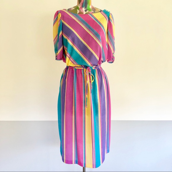 Vintage Dresses & Skirts - 🍭VINTAGE 70s Candy Stripe Dress